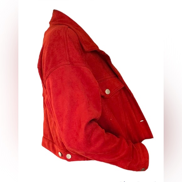Forever 21 Red Sued Cropped Button-Down Jacket - Picture 4 of 4